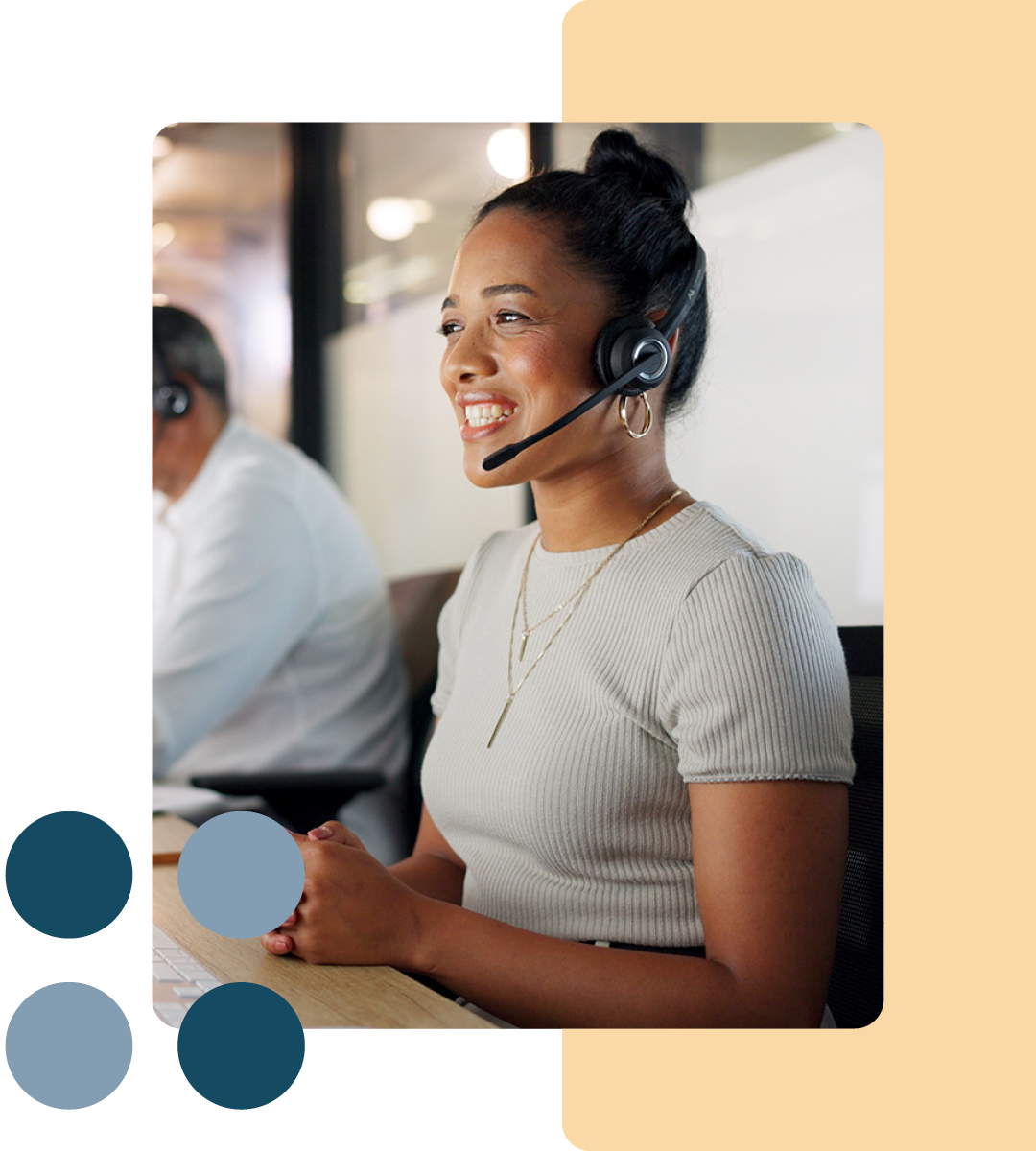 Image of an IT support professional talking on a headset