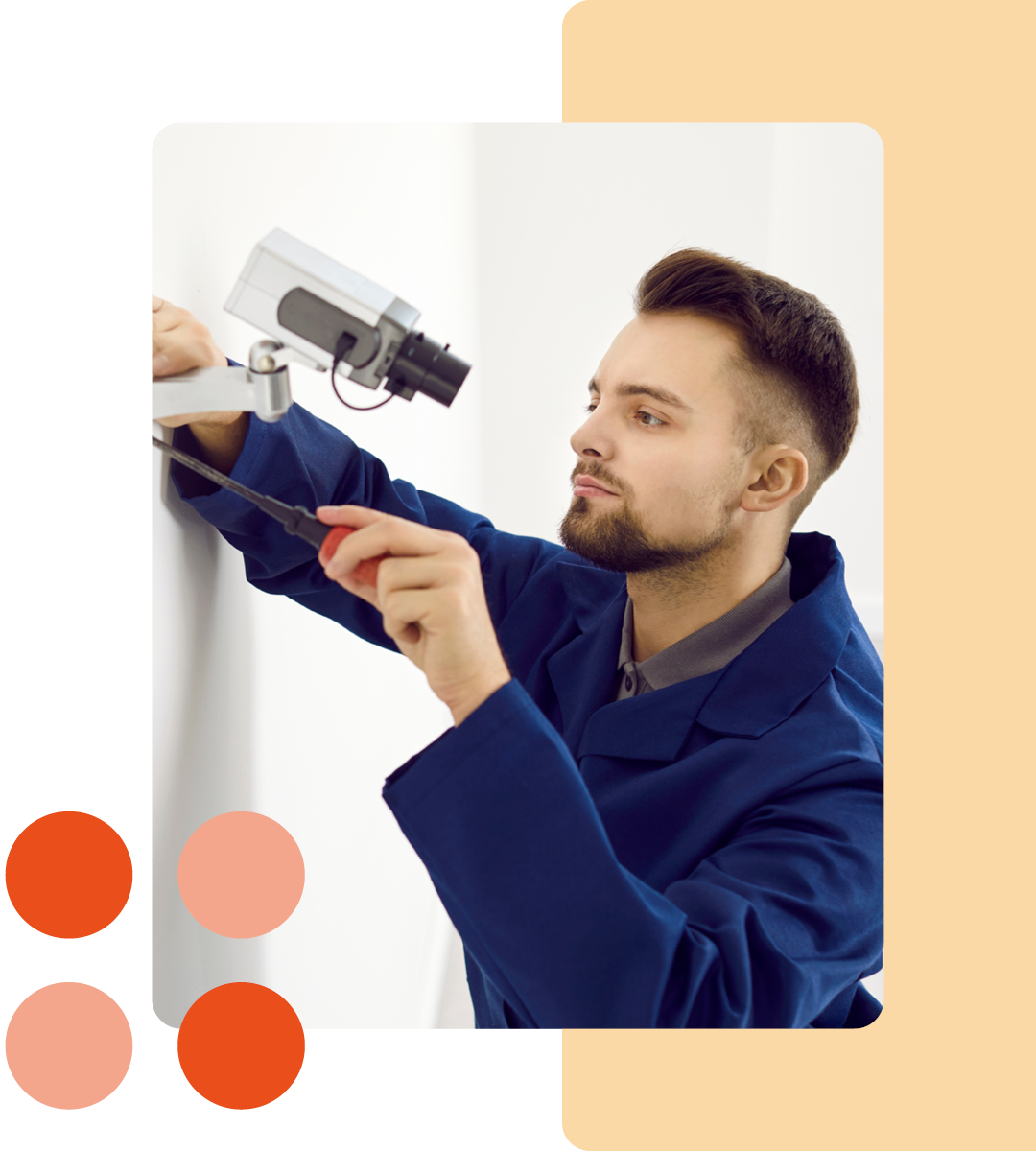 Image of a person installing a CCTV camera on a wall