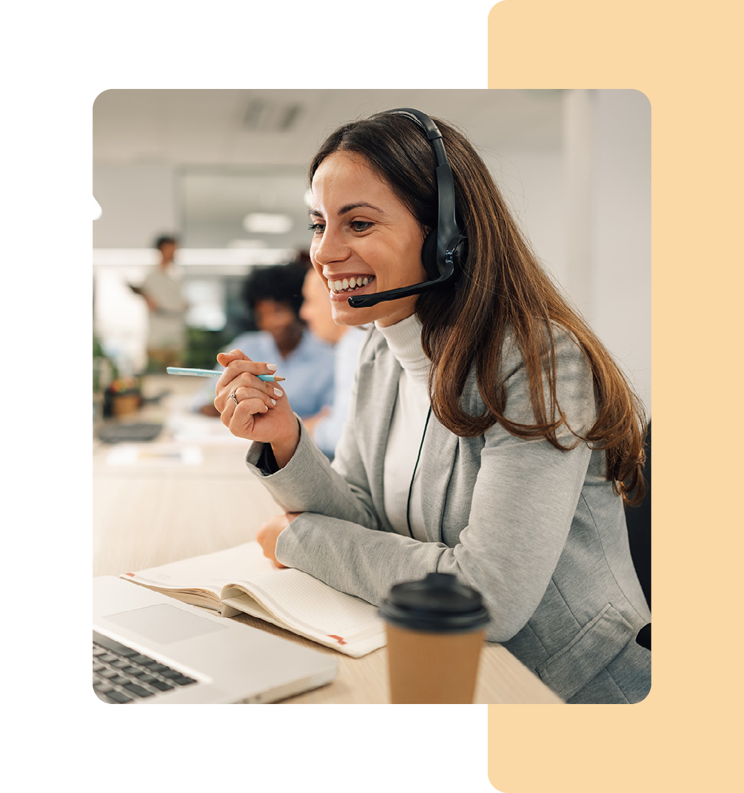 Image of an IT support professional talking on a headset