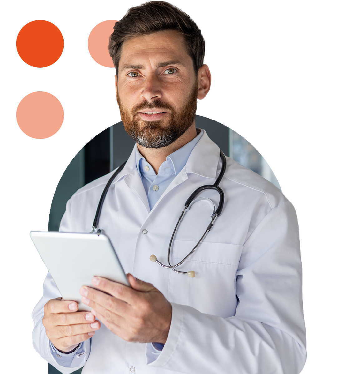 Image of a doctor holding a tablet