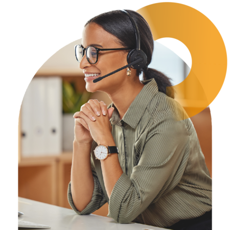 Image of an IT support professional talking on a headset