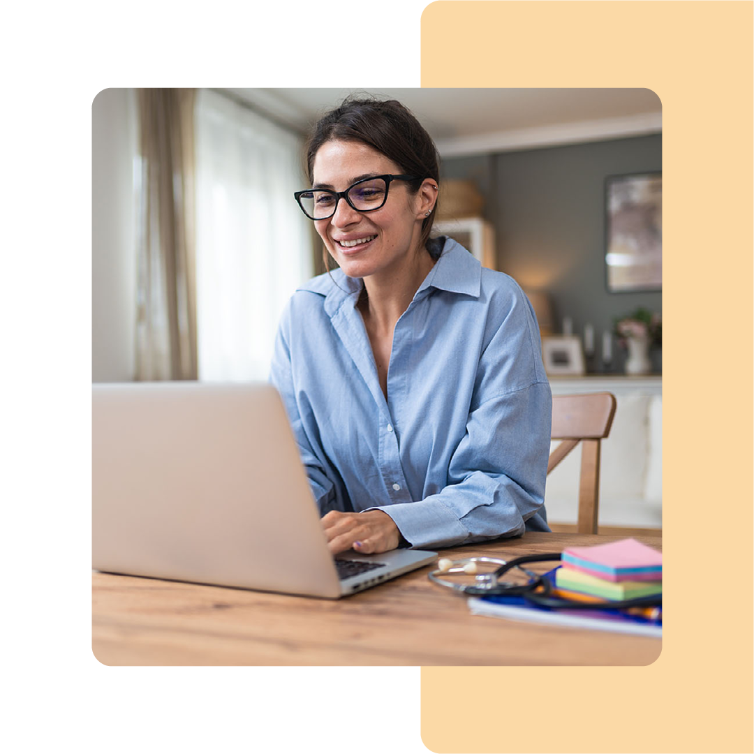 Image a person working from home on a laptop