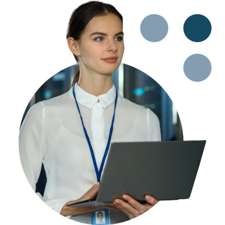 Image of an IT professional stood in a data storage room