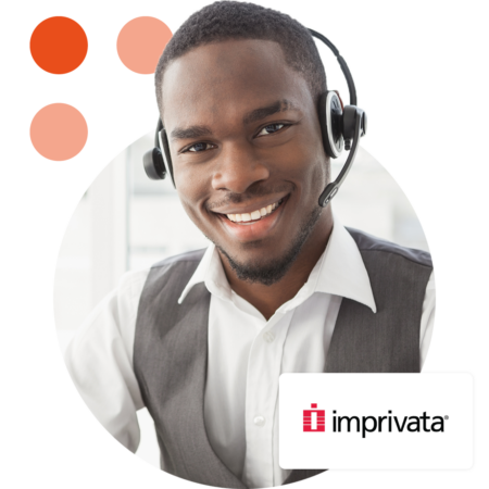 Image of a smiling IT support professional with the Imprivata logo