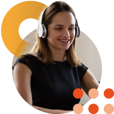 Image of an IT support professional talking on a headset