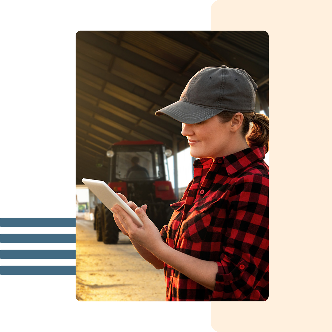 Image of a farmer with a tablet in their hands