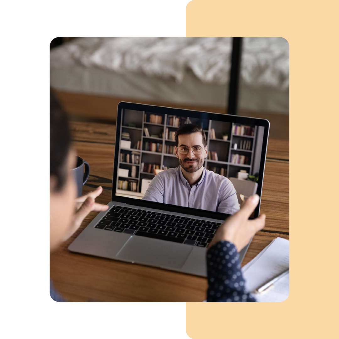 Image of a person on a virtual meeting