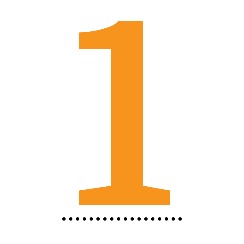 Orange icon of the number one