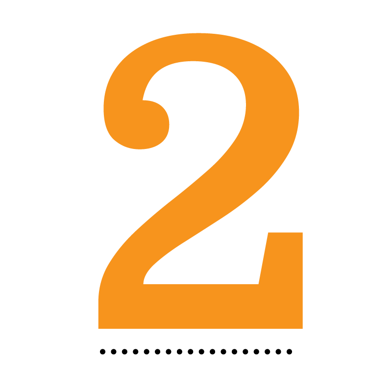 Orange icon of the number two