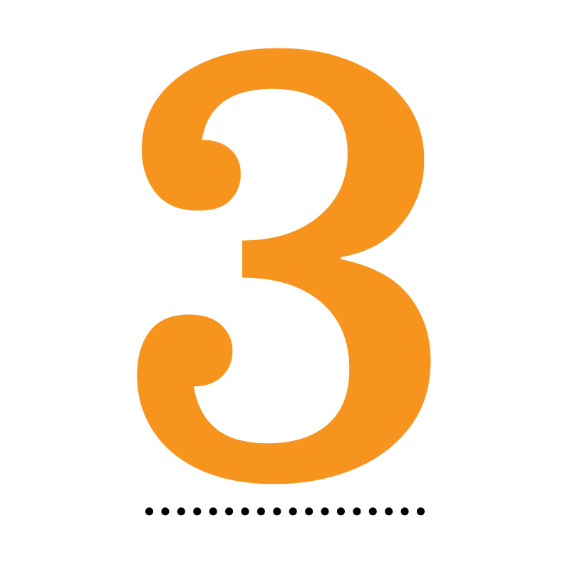 Orange icon of the number three