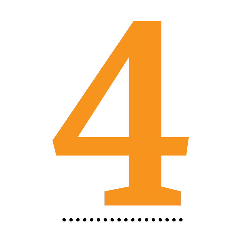 Orange icon of the number four