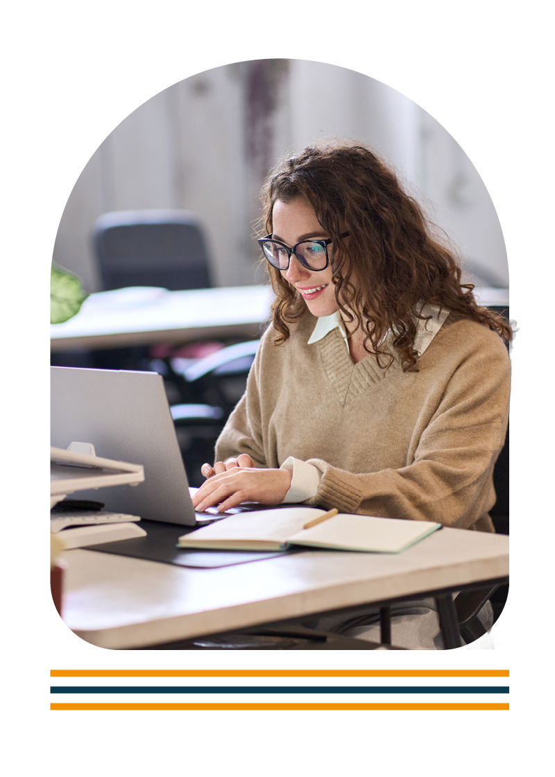 Portrait of student on a laptop