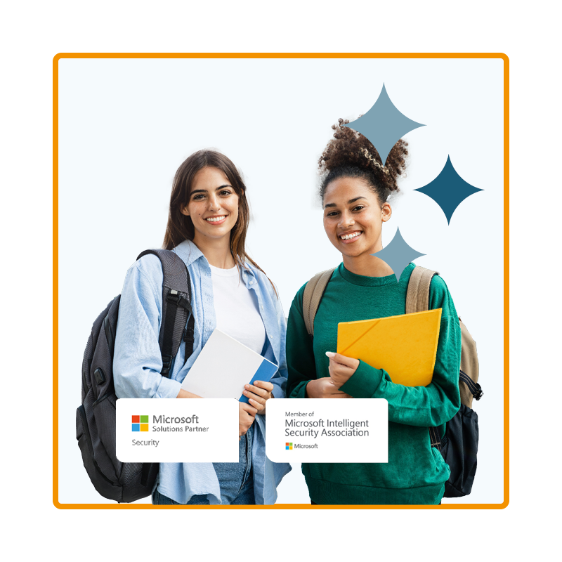 Two students holding their workbook folders